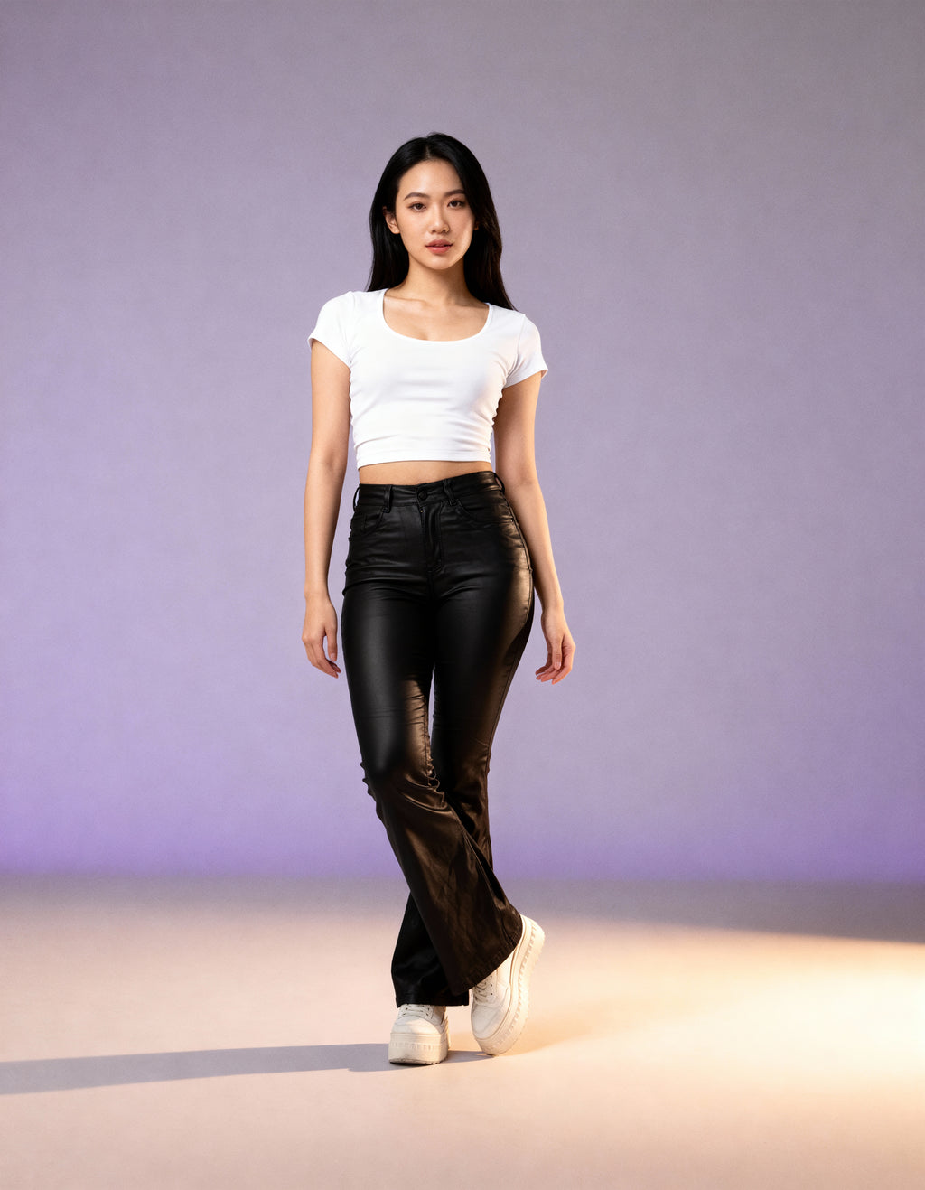 Pantalón efecto piel  Flare LV-2466