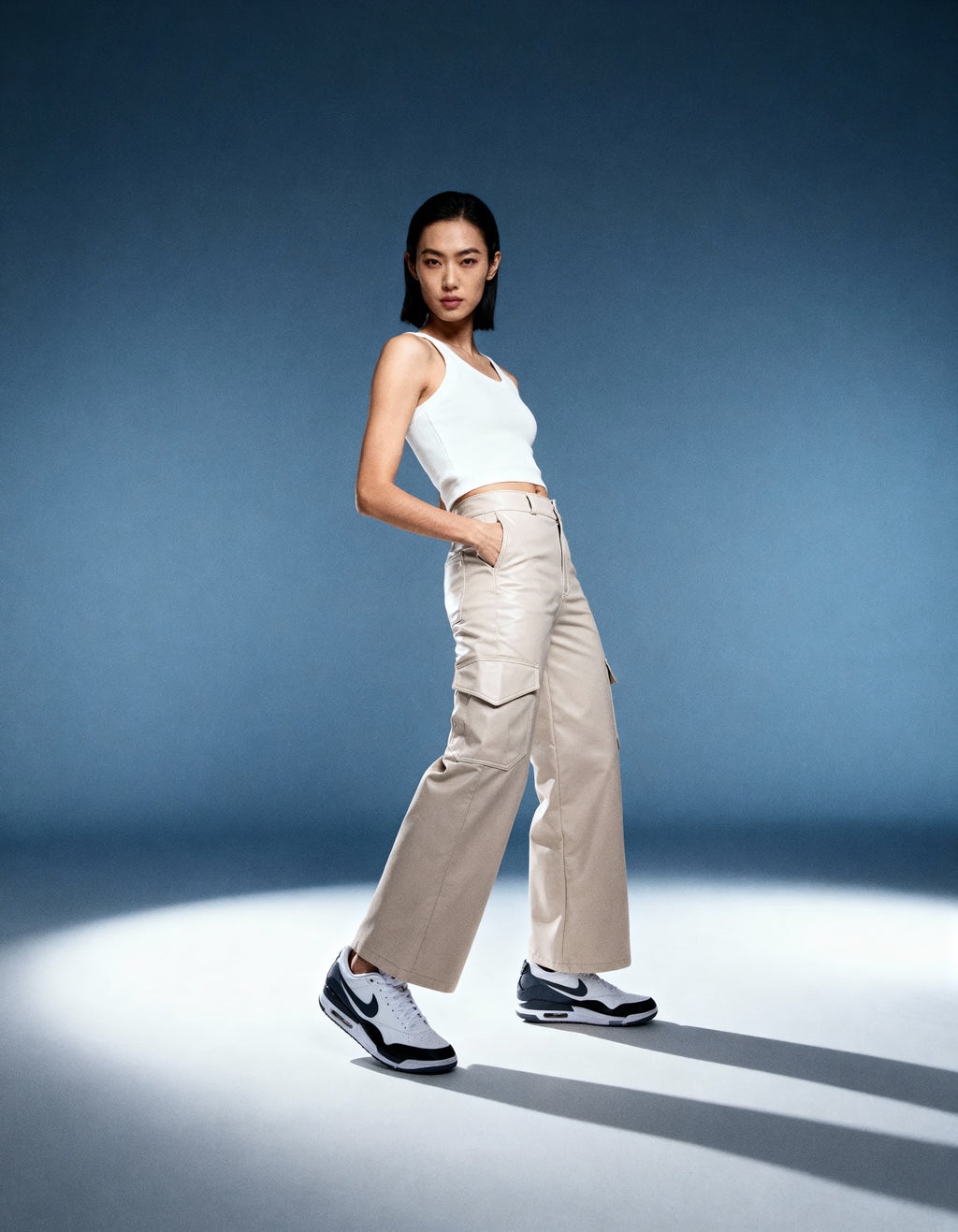 Pantalon Cargo efecto Piel LV-2249 Beige