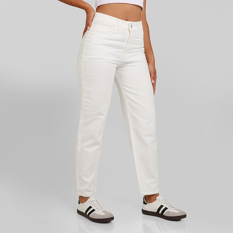Jean Mom Fit Dama lv-2562 Marfil