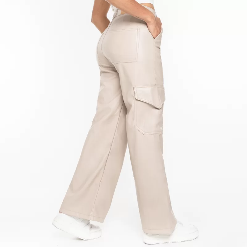 Pantalon Cargo efecto Piel LV-2249 Beige