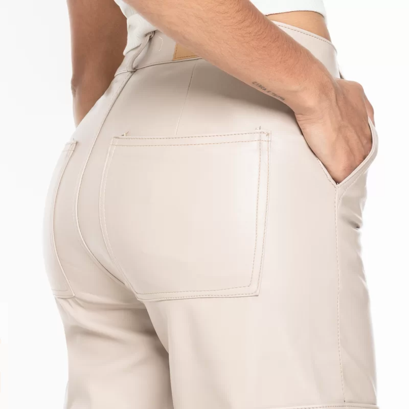 Pantalon Cargo efecto Piel LV-2249 Beige