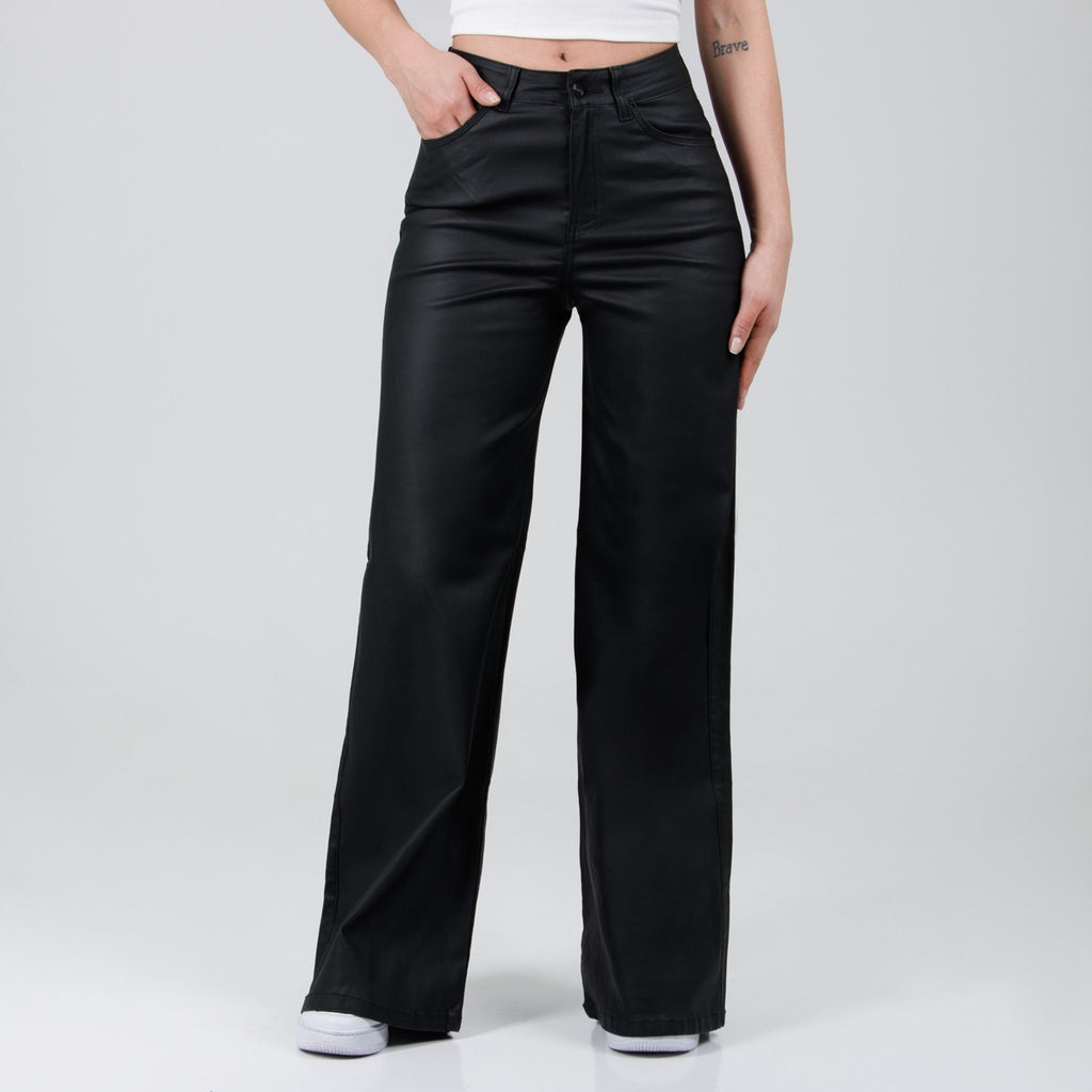 Wide Leg Efecto Piel LV-2873 Negro